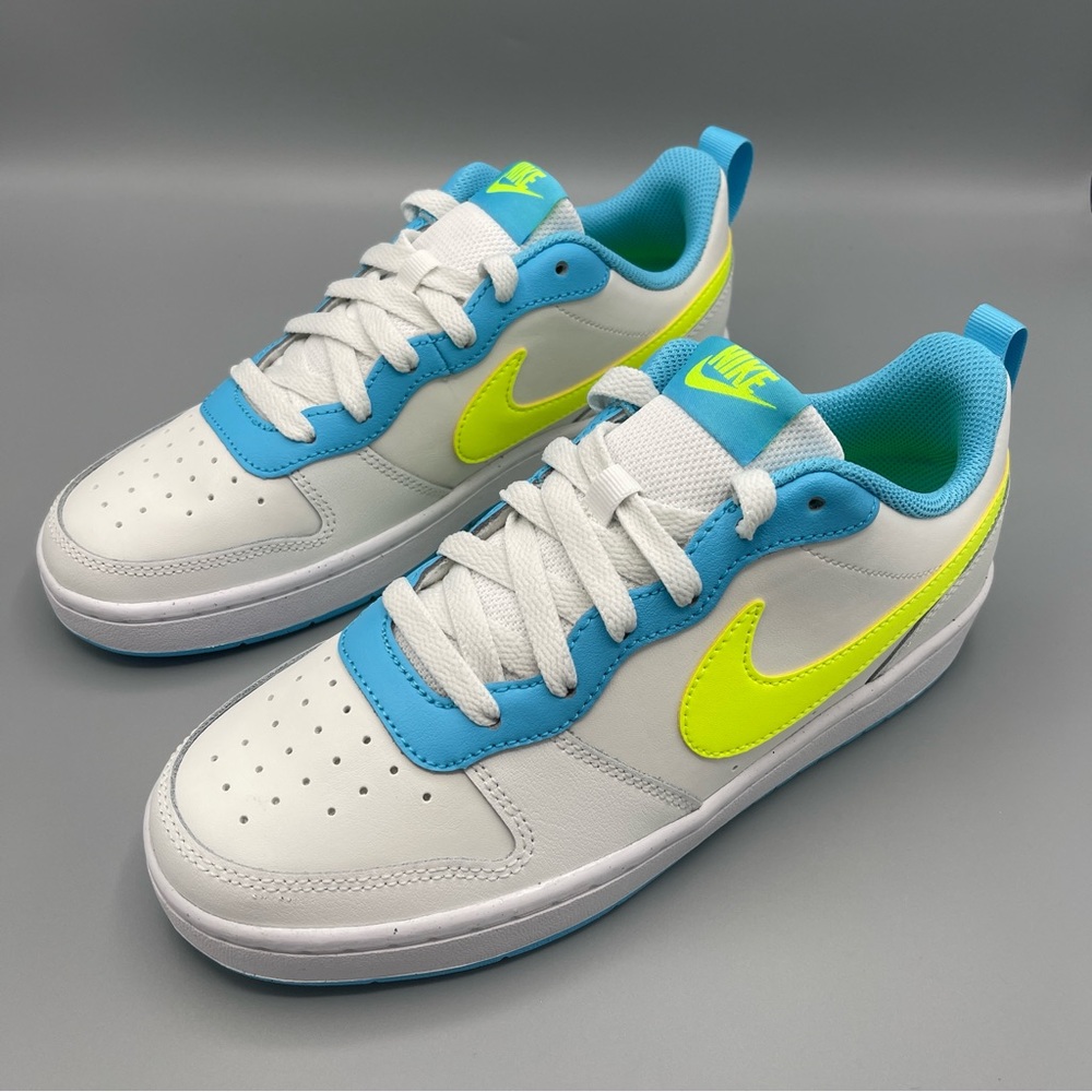 Nike Court Borough Low 2 GS /7Y 'White Baltic Blue Volt' Women's Size 8.5